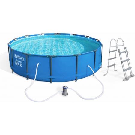 Zwembad BESTWAY – Peridot 14.5m² blauw – rond  Ø4,3m zwembad met filterpomp, ladder en afdekhoes